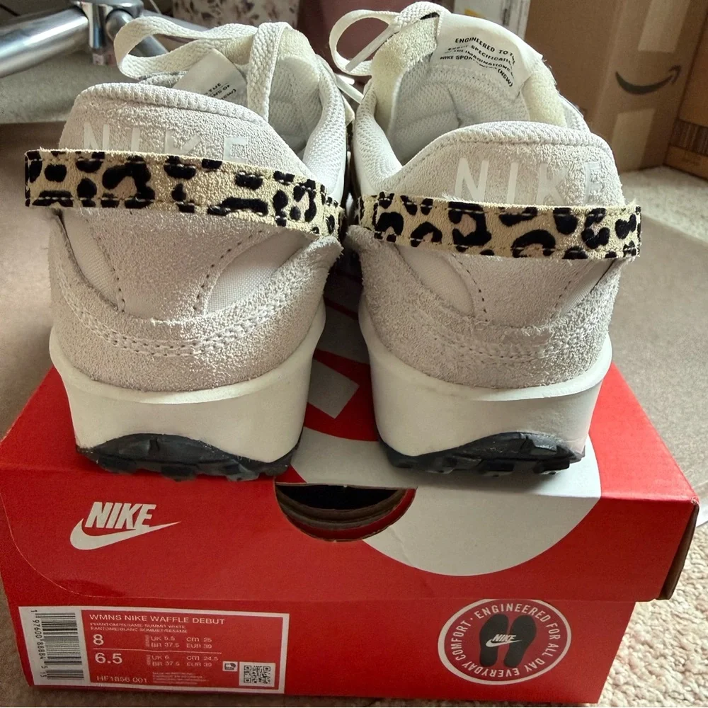 Nike Women's Waffle Debut Sneakers Leopard  - White and Black - Picture 4 of 6